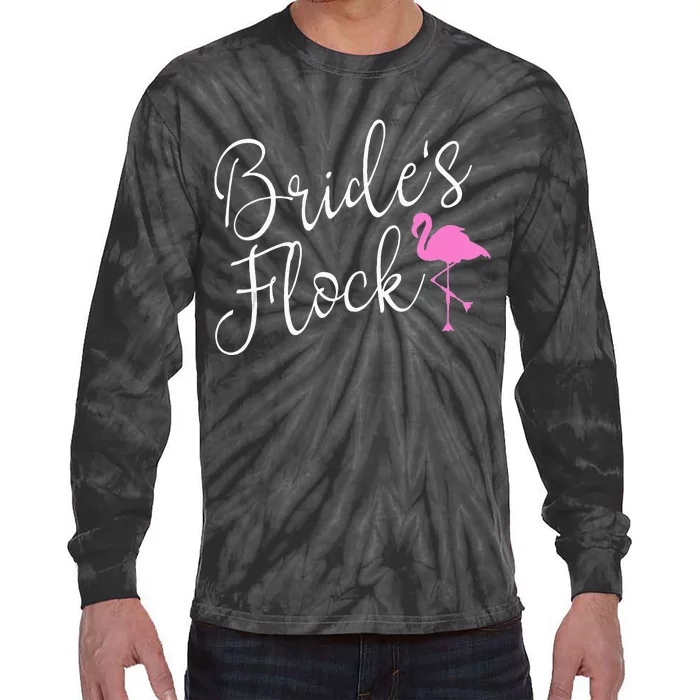 Brides Flock Bridal Party Flamingo Theme Bachelorette Party Tie-Dye Long Sleeve Shirt