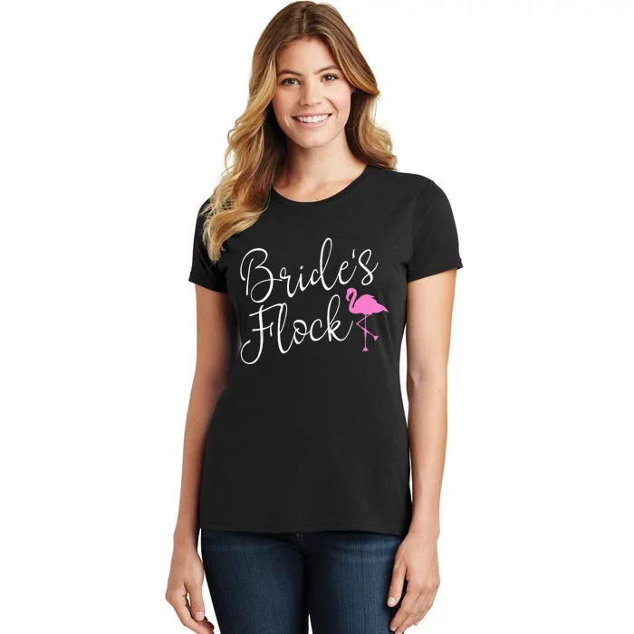 Brides Flock Bridal Party Flamingo Theme Bachelorette Party Women's T-Shirt