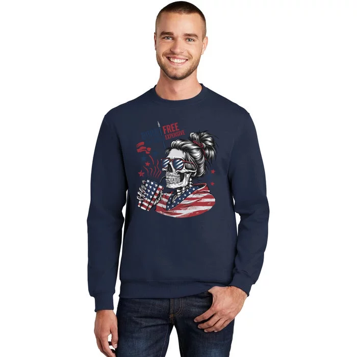 Born Free But Now Im Expensive Patriotic Skull Tall Sweatshirt