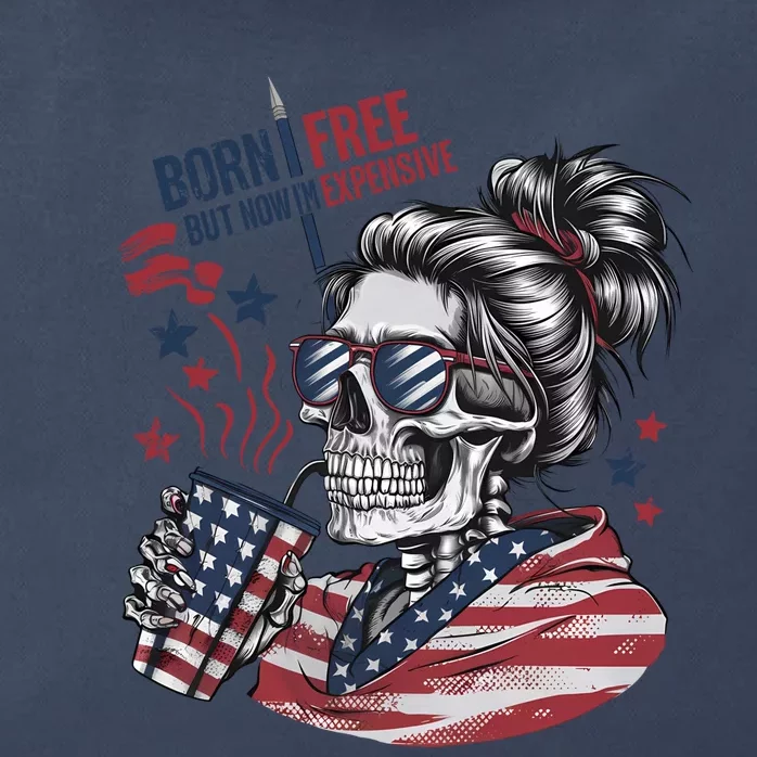 Born Free But Now Im Expensive Patriotic Skull Zip Tote Bag