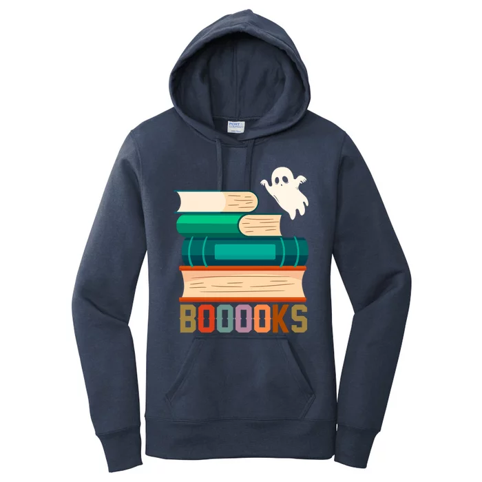 Boooooks Funny Book Ghost Halloween Gift Women's Pullover Hoodie