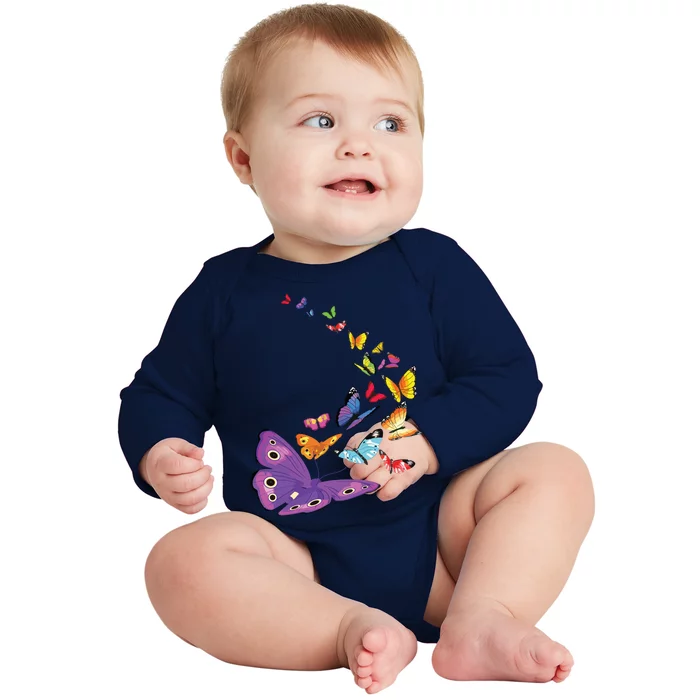 Butterfly Flying Butterfly Wings Shirts Baby Long Sleeve Bodysuit