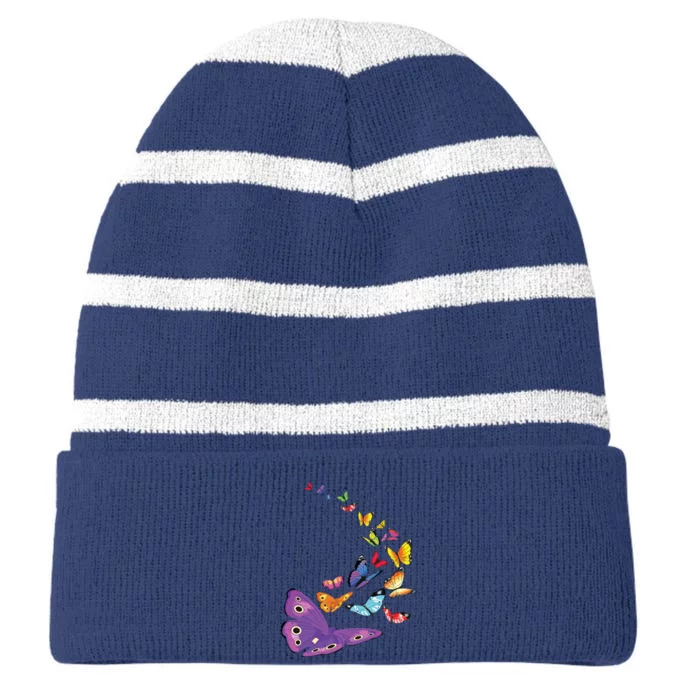 Butterfly Flying Butterfly Wings Shirts Striped Beanie with Solid Band