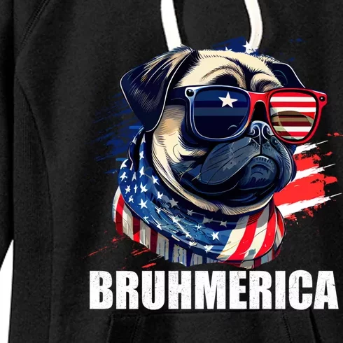 Bruhmerica French Bulldog Usa American Flag Distressed Great Gift Women's Fleece Hoodie