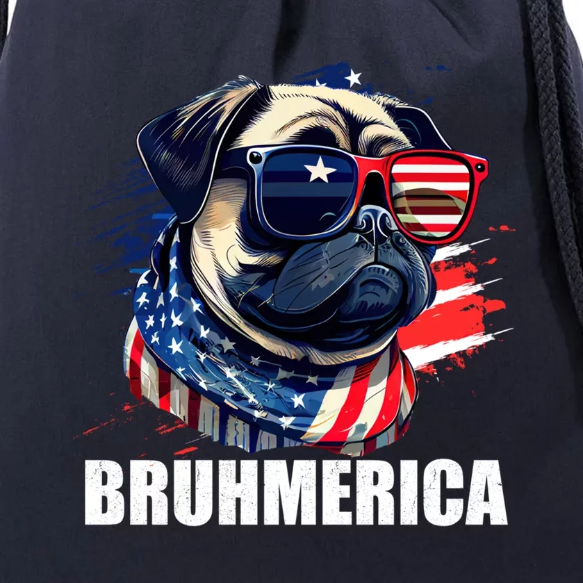 Bruhmerica French Bulldog Usa American Flag Distressed Great Gift Drawstring Bag