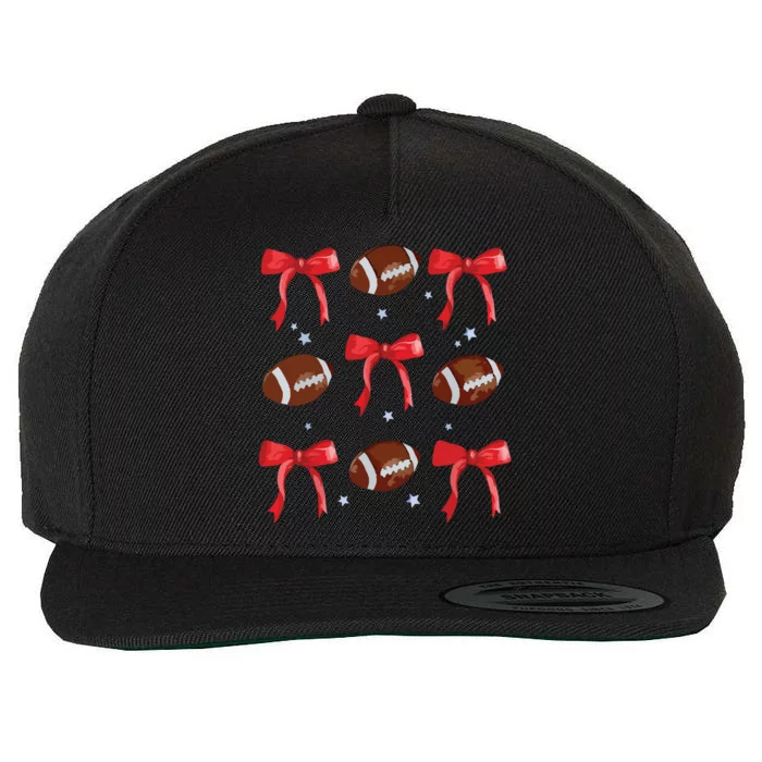 Bow Football Wool Snapback Cap