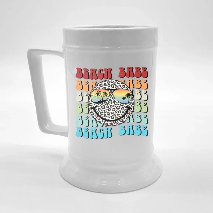 Beach Funny Babe Summer Retro Vacation Beach And Summer Leopard Front & Back Beer Stein