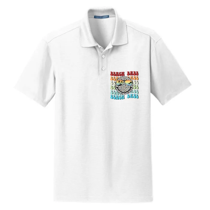 Beach Funny Babe Summer Retro Vacation Beach And Summer Leopard Dry Zone Grid Performance Polo