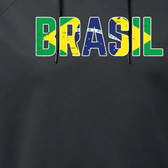 Brasil Flag Brazilian Soccer Fan Performance Fleece Hoodie