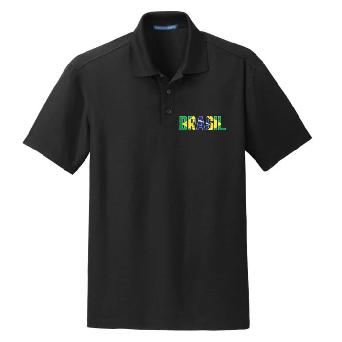 Brasil Flag Brazilian Soccer Fan Dry Zone Grid Performance Polo