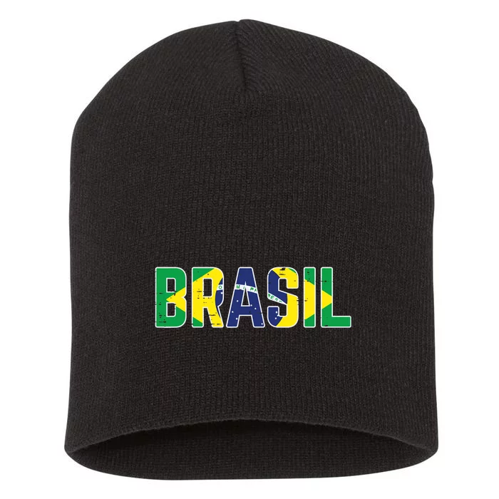 Brasil Flag Brazilian Soccer Fan Short Acrylic Beanie