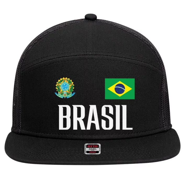 Brasil Flag Brazil Football Soccer Fan 7 Panel Mesh Trucker Snapback Hat