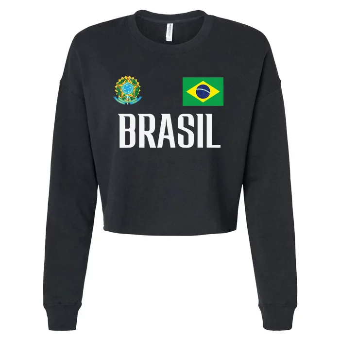 Brasil Flag Brazil Football Soccer Fan Cropped Pullover Crew