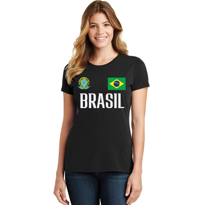 Brasil Flag Brazil Football Soccer Fan Women's T-Shirt