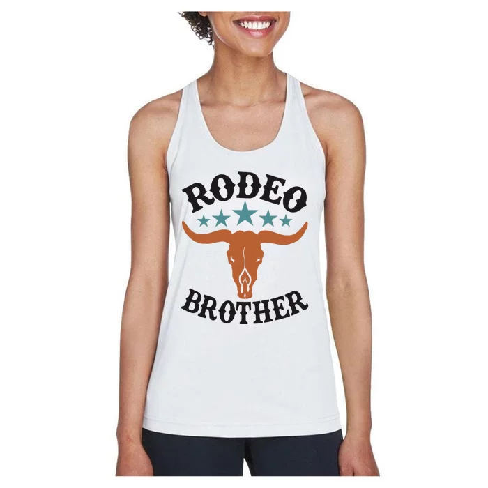 Brother First Birthday Cowboy Western Rodeo Party Matching Women's Racerback Tank