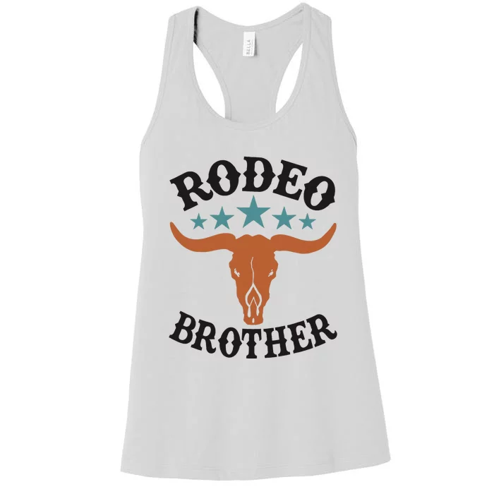 Brother First Birthday Cowboy Western Rodeo Party Matching Women's Racerback Tank