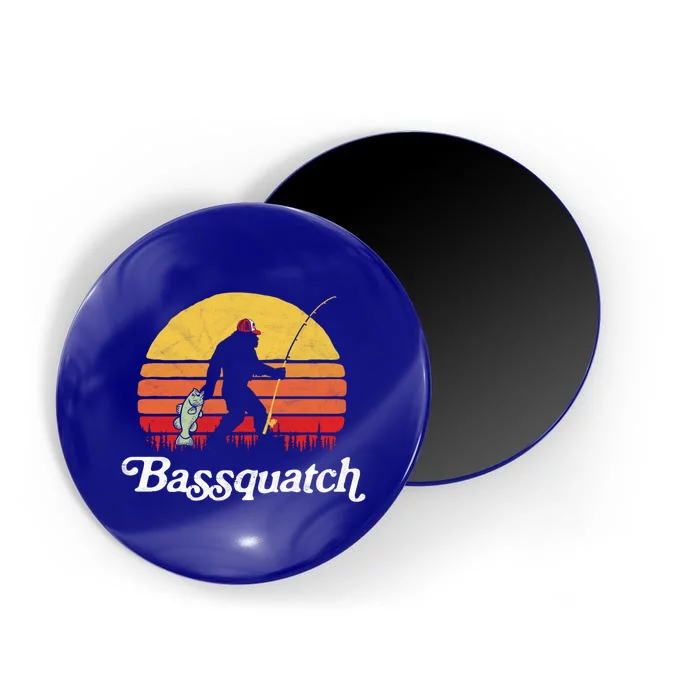 Bassquatch! Funny Bigfoot Fishing Outdoor Retro Cute Gift Magnet