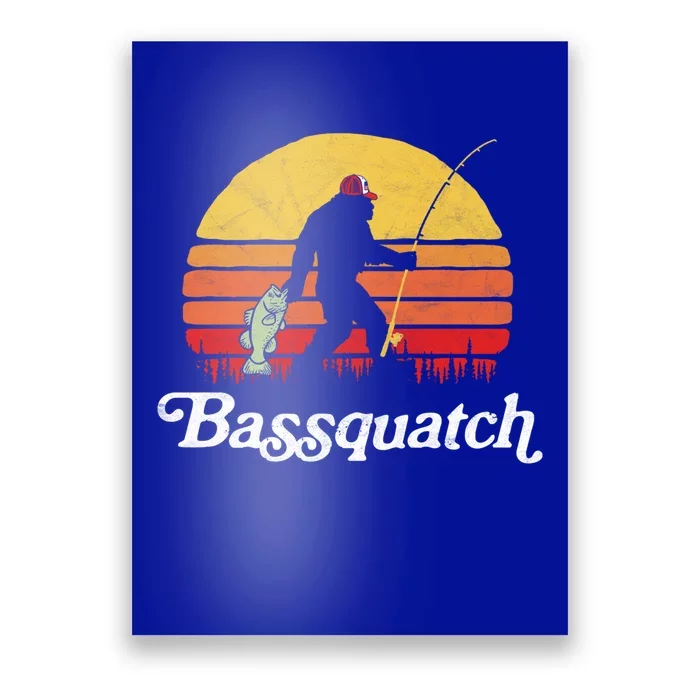 Bassquatch! Funny Bigfoot Fishing Outdoor Retro Cute Gift Poster