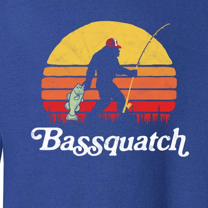 Bassquatch! Funny Bigfoot Fishing Outdoor Retro Cute Gift Toddler Sweatshirt