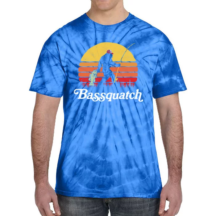 Bassquatch! Funny Bigfoot Fishing Outdoor Retro Cute Gift Tie-Dye T-Shirt