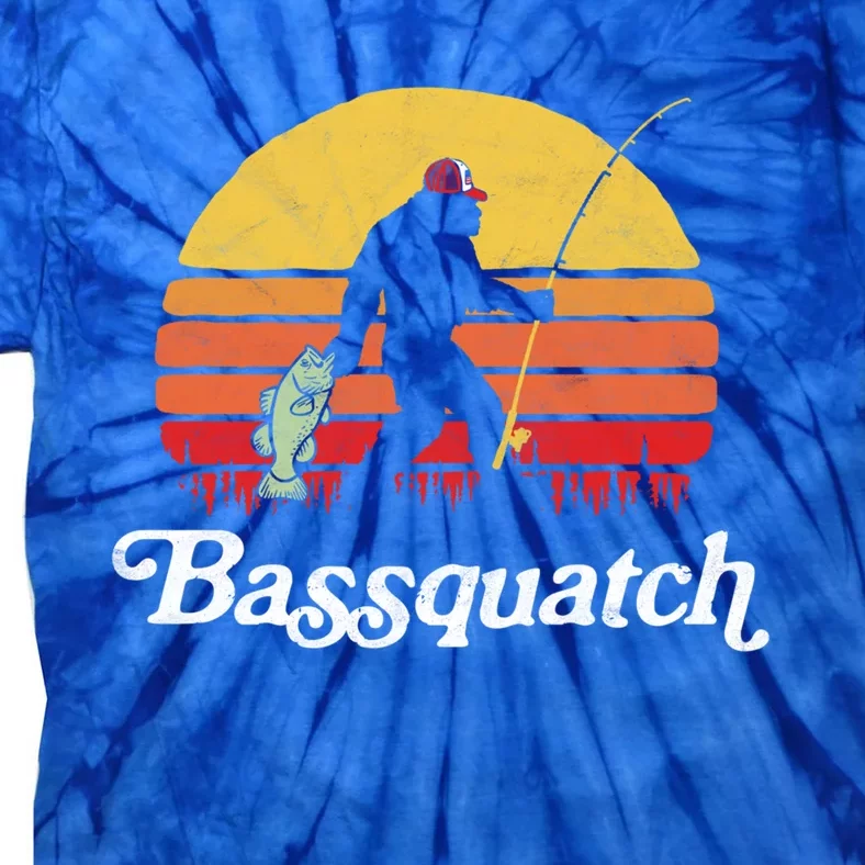 Bassquatch! Funny Bigfoot Fishing Outdoor Retro Cute Gift Tie-Dye T-Shirt