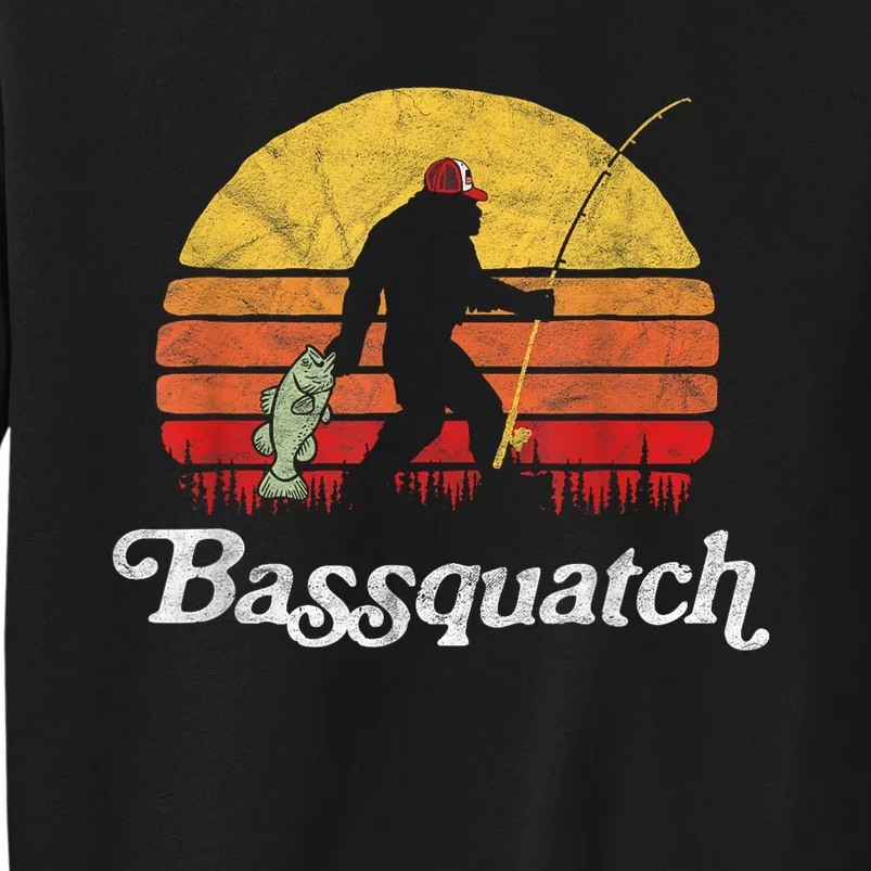 Bassquatch! Funny Bigfoot Fishing Outdoor Retro Sweatshirt