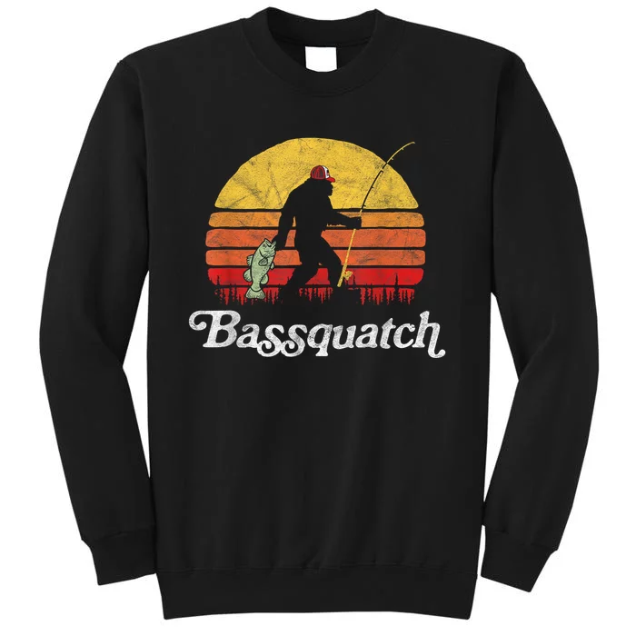 Bassquatch! Funny Bigfoot Fishing Outdoor Retro Tall Sweatshirt