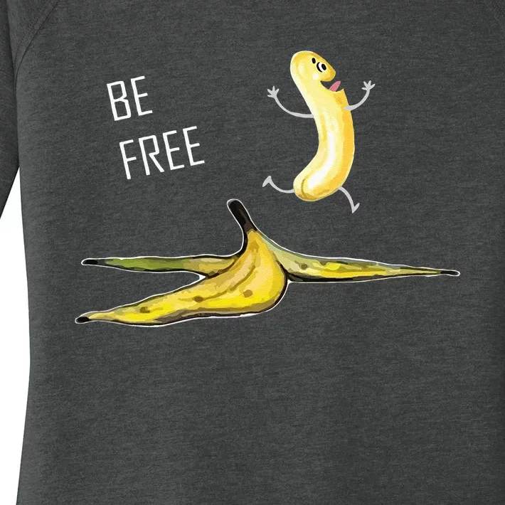 Be Free Banana Funny Banana Man Running Banana Stripping Women's Perfect Tri Tunic Long Sleeve Shirt