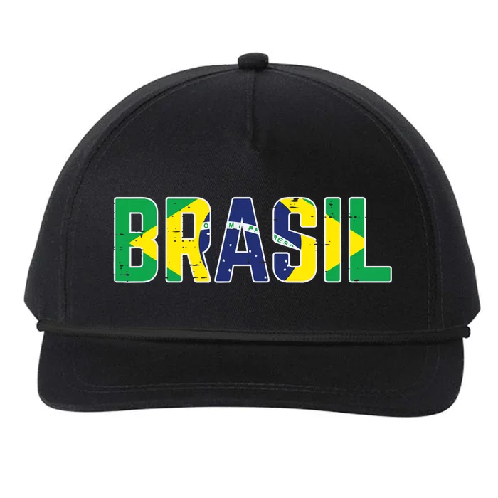 Brasil Flag Brazilian Soccer Fan Snapback Five-Panel Rope Hat