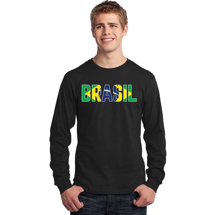 Brasil Flag Brazilian Soccer Fan Tall Long Sleeve T-Shirt