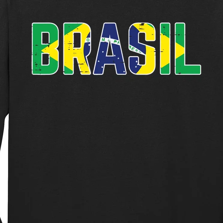 Brasil Flag Brazilian Soccer Fan Tall Long Sleeve T-Shirt