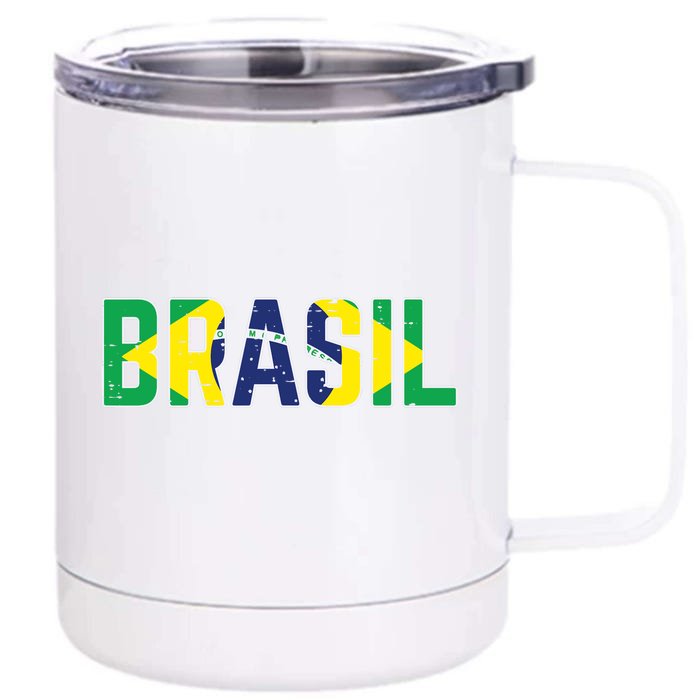 Brasil Flag Brazilian Soccer Fan Front & Back 12oz Stainless Steel Tumbler Cup