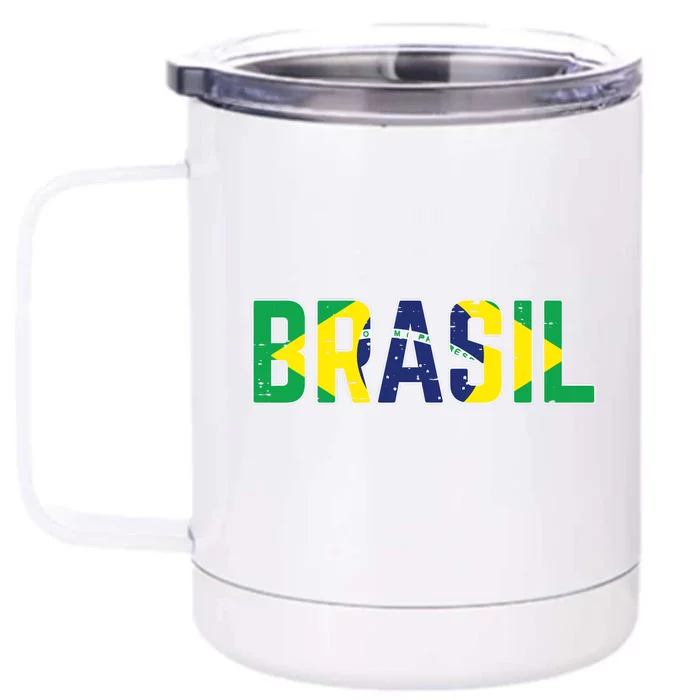 Brasil Flag Brazilian Soccer Fan Front & Back 12oz Stainless Steel Tumbler Cup