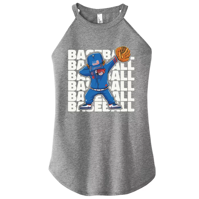 Baseball For Boy, Dabbing Baseball Player Women’s Perfect Tri Rocker Tank