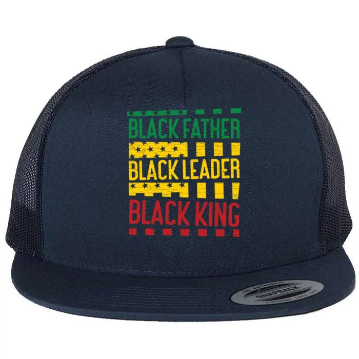 Black Father Black Leader Black King Dad Cute Gift Flat Bill Trucker Hat