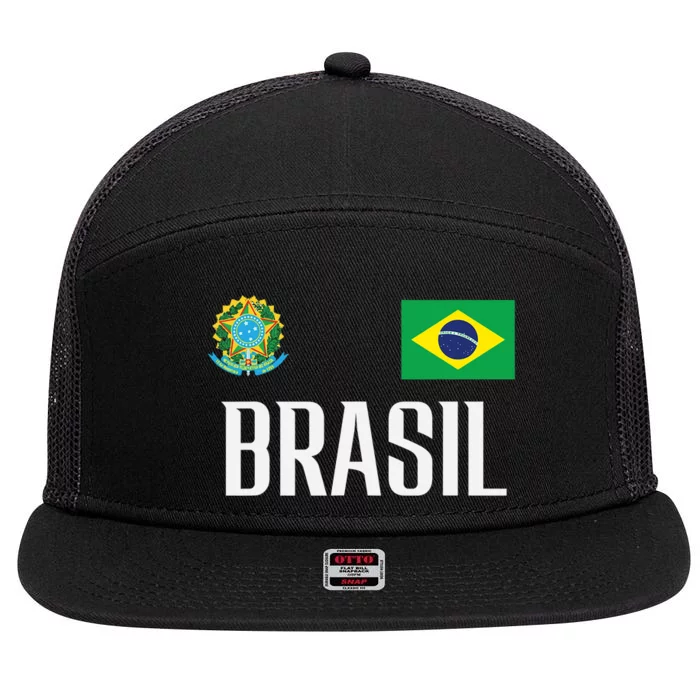 Brasil Flag Brazil Football Soccer Fan 7 Panel Mesh Trucker Snapback Hat