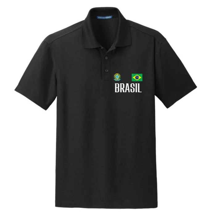 Brasil Flag Brazil Football Soccer Fan Dry Zone Grid Performance Polo