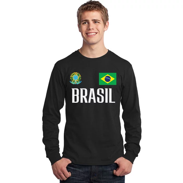 Brasil Flag Brazil Football Soccer Fan Tall Long Sleeve T-Shirt