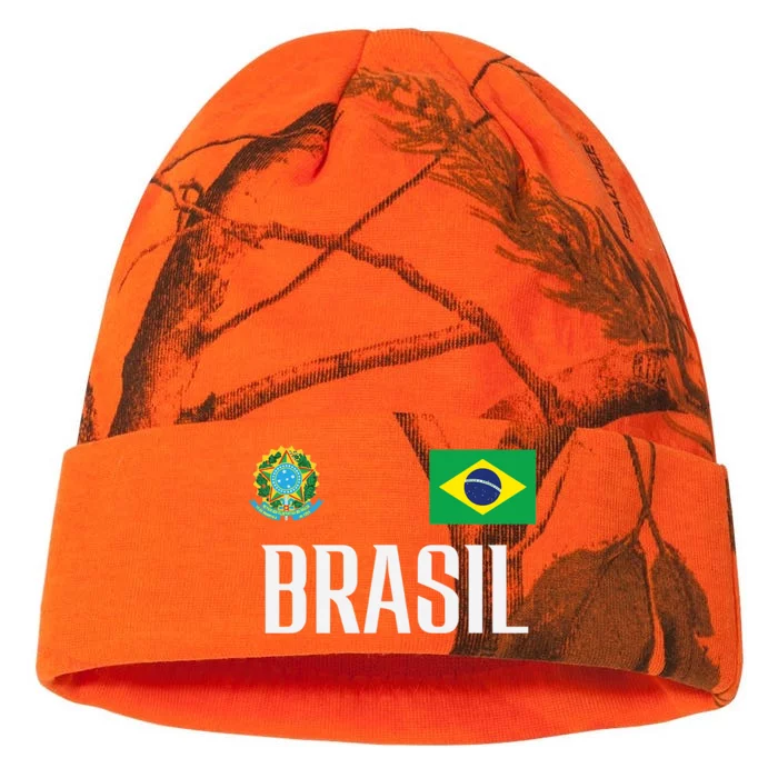 Brasil Flag Brazil Football Soccer Fan Kati - 12in Camo Beanie