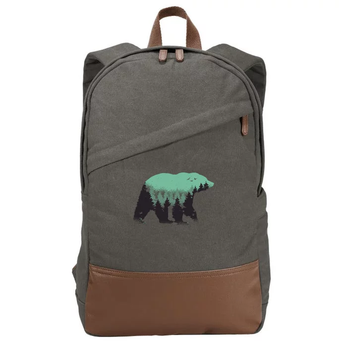 Bear Forest Cotton Canvas Backpack