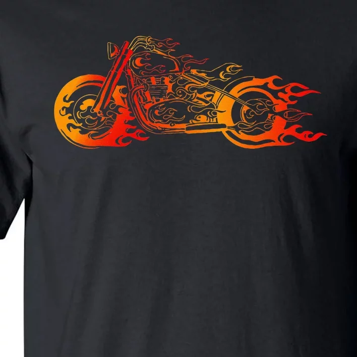 Bruning Fire Bobber Motorcycle Chopper Biker Motorbike Tall T-Shirt