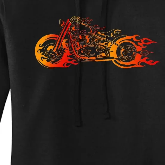 Bruning Fire Bobber Motorcycle Chopper Biker Motorbike Women's Pullover Hoodie