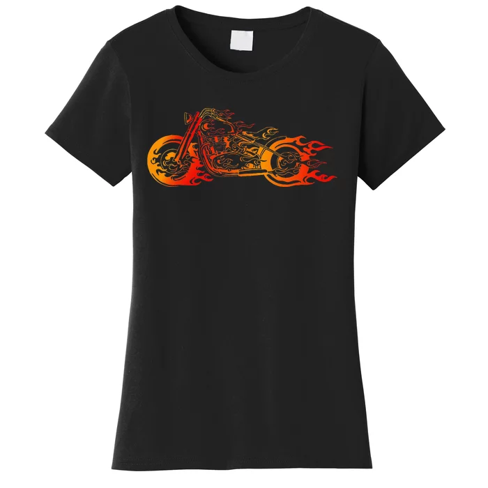 Bruning Fire Bobber Motorcycle Chopper Biker Motorbike Women's T-Shirt