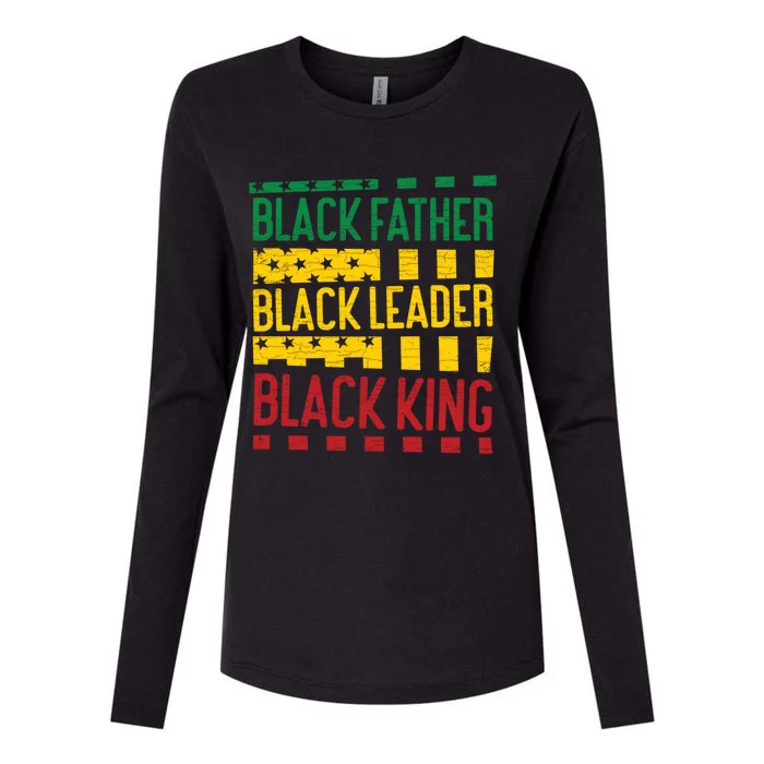 Black Father Black Leader Black King Dad Funny Gift Womens Cotton Relaxed Long Sleeve T-Shirt