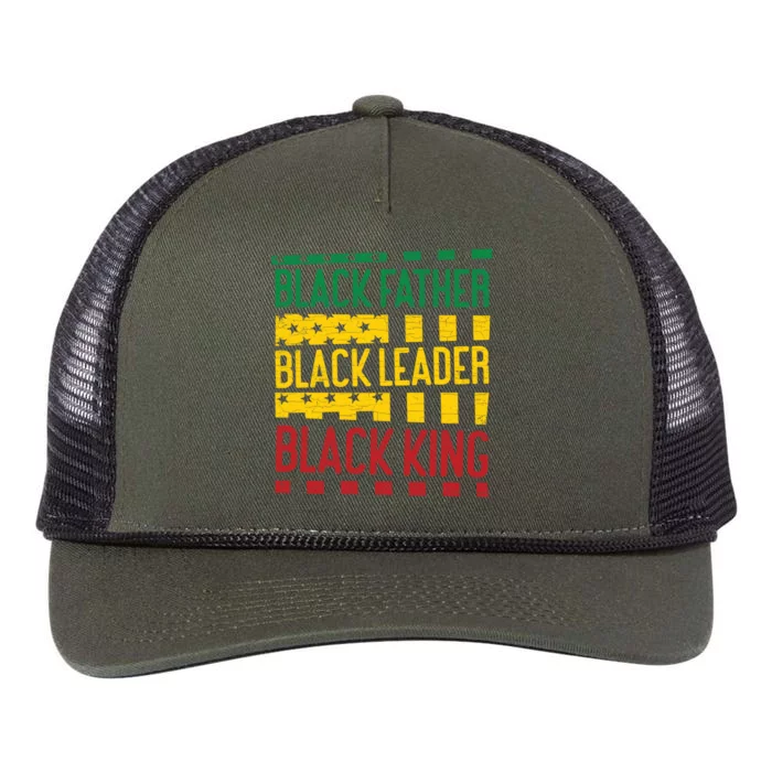 Black Father Black Leader Black King Dad Funny Gift Retro Rope Trucker Hat Cap