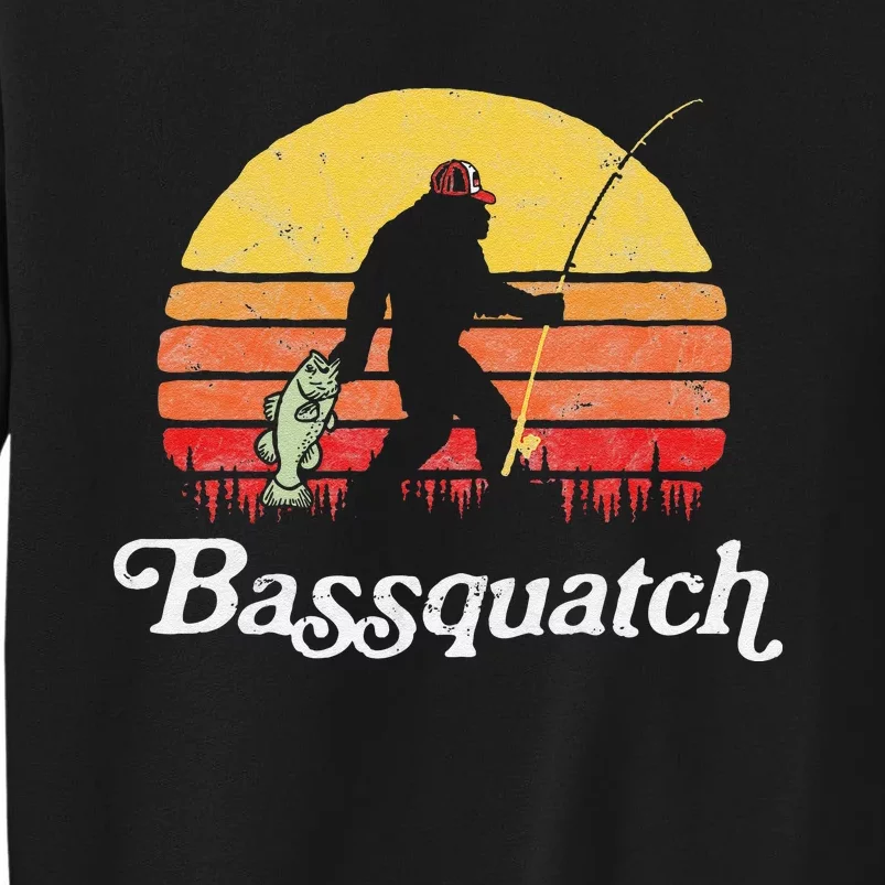 Bassquatch! Funny Bigfoot Fishing Outdoor Retro Cute Sweatshirt