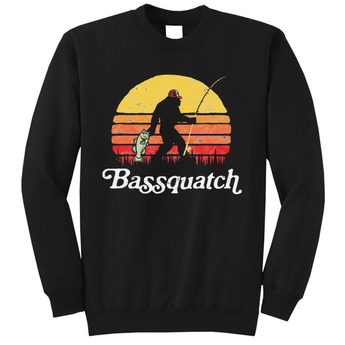 Bassquatch! Funny Bigfoot Fishing Outdoor Retro Cute Sweatshirt