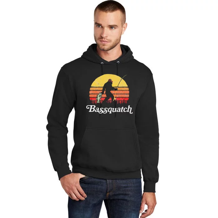 Bassquatch! Funny Bigfoot Fishing Outdoor Retro Cute Tall Hoodie