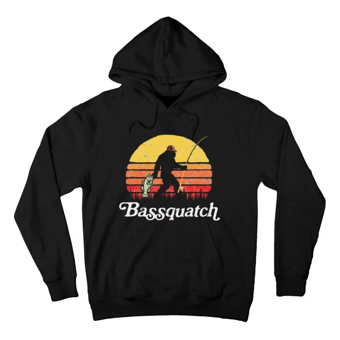 Bassquatch! Funny Bigfoot Fishing Outdoor Retro Cute Tall Hoodie