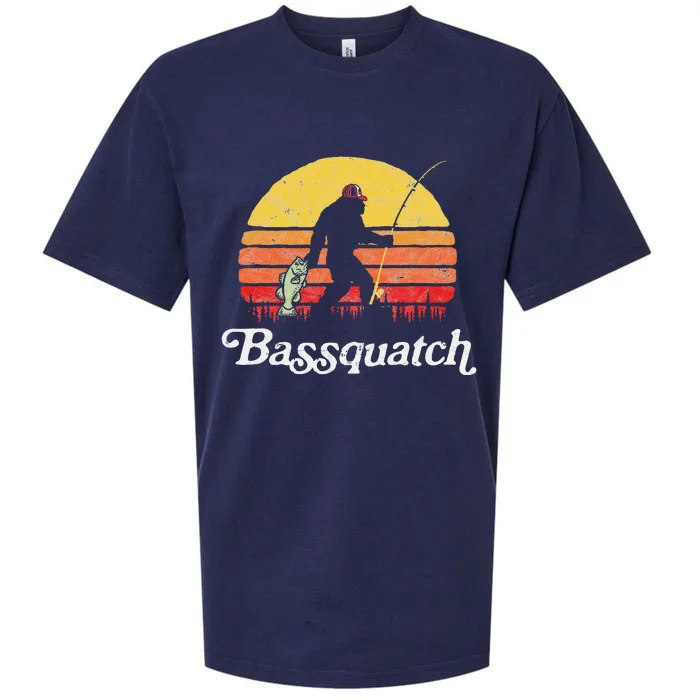 Bassquatch! Funny Bigfoot Fishing Outdoor Retro Cute Sueded Cloud Jersey T-Shirt